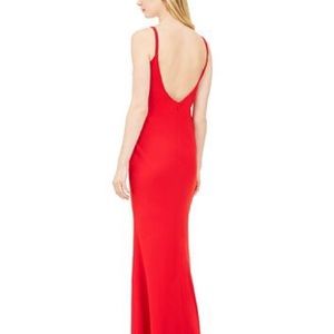 Calvin Klein long red halter dress